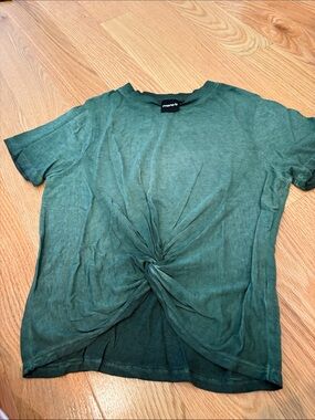 Mono B Green Twist-Front Short Sleeve Tee